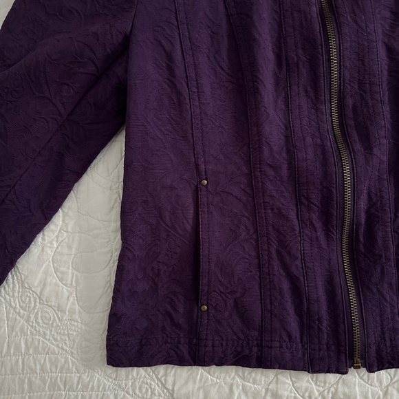 Coldwater Creek Embossed Textured Jacket Full Zip Purple Petite 8 - Picture 4 of 9